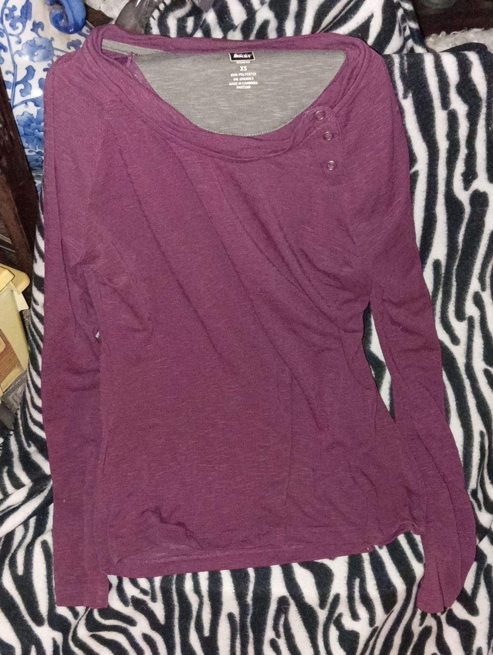 Avenue Plum Long-Sleeve Top with Button Accents
